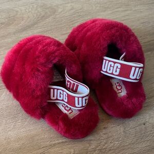 UGG Red Fluffy Slippers